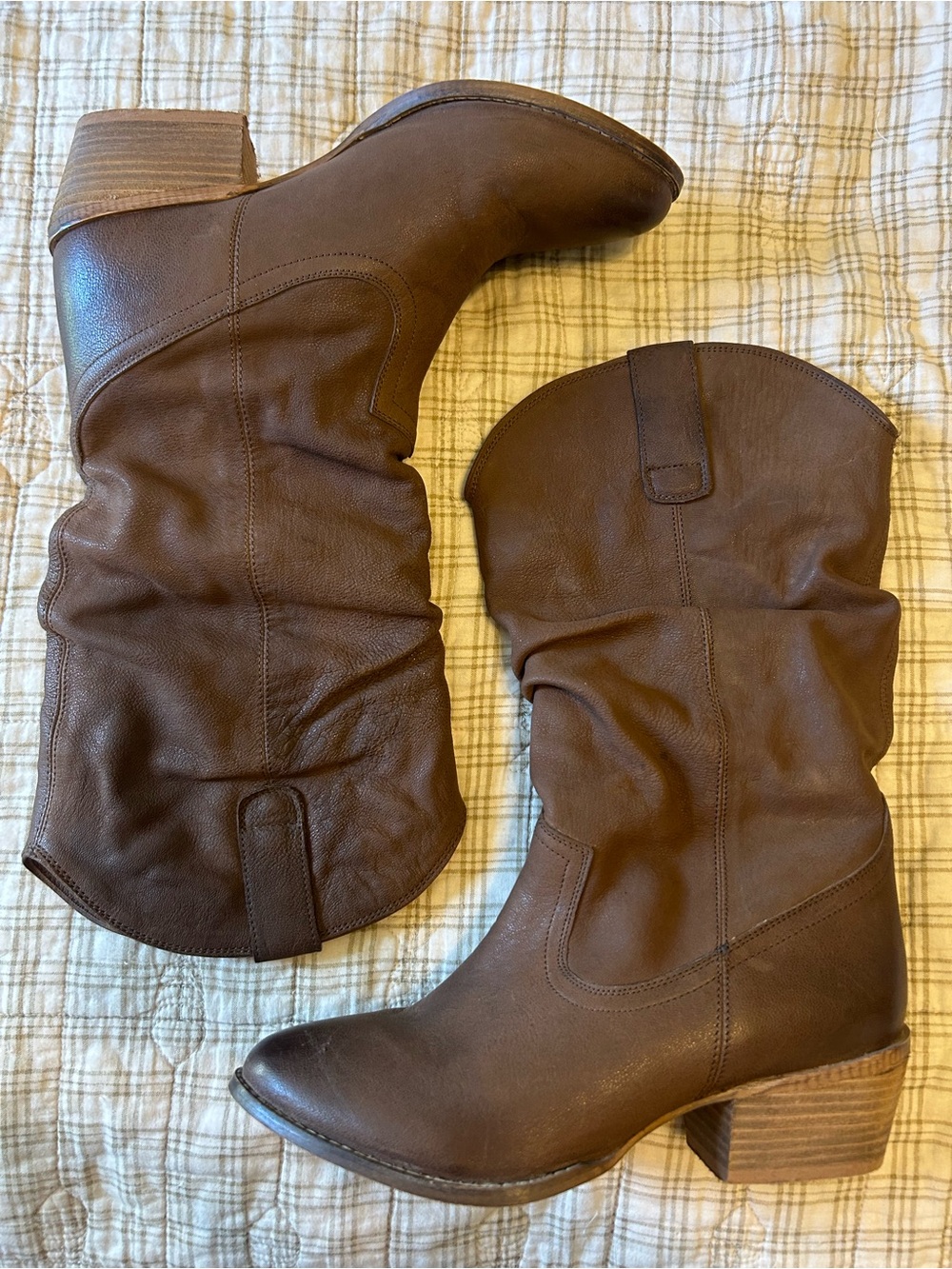 Naughty Monkey Brown Slouchy Mid-Calf Heeled Boots